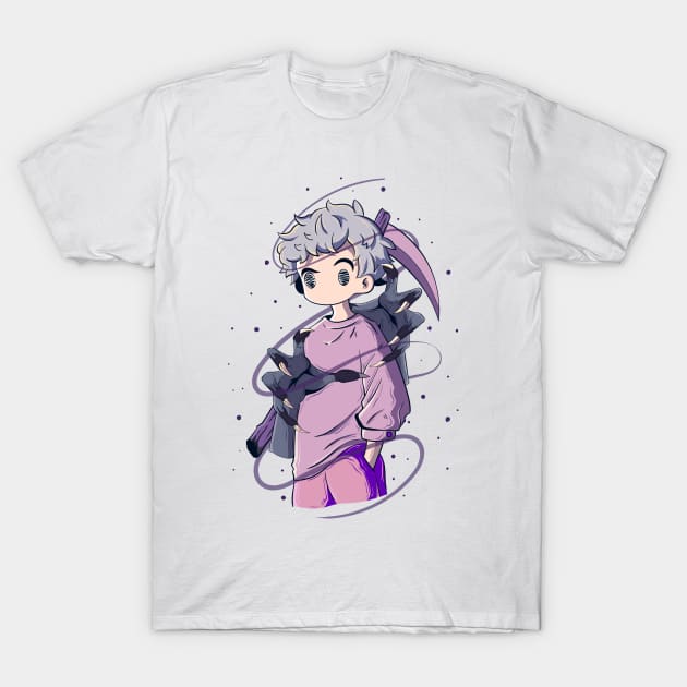 Japanese Scythe Creepy Boy 2 - Vector art illustration T-Shirt by Yabisan_art